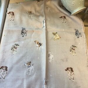 Wrendale Designs by Hannah Dale Scarf Dog Print Linen Light Beige
